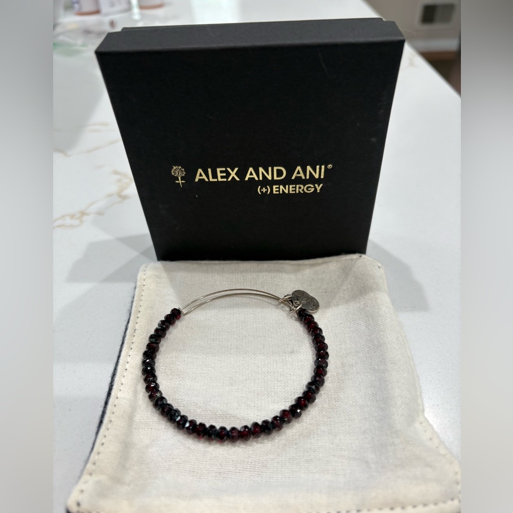 Alex and Ani Ruby Red Crystal Beaded Bangle Bracelet